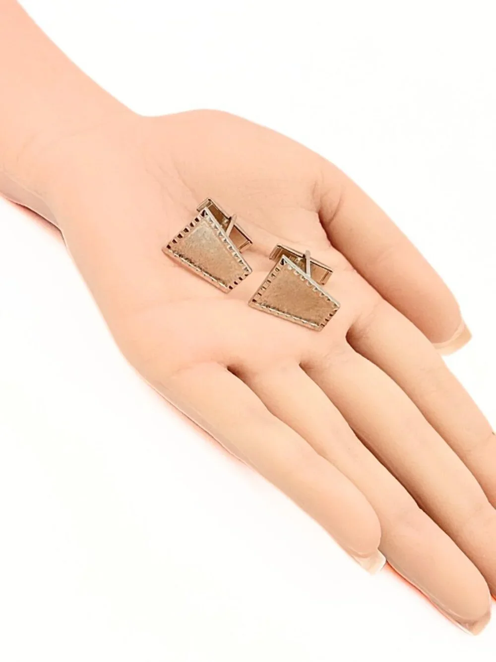 Distinguished Marked Pat Pend Silver Plated Asymmetric Trapezoid MCM Cufflinks